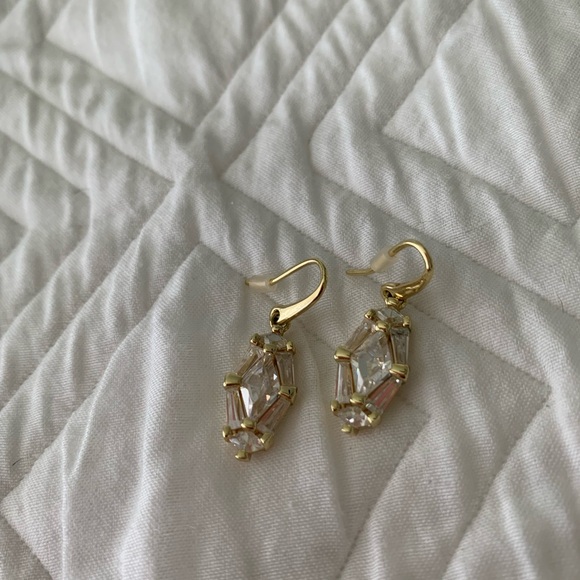 Lindy Rae Gold Drop Earrings in White CZ - Picture 3 of 5